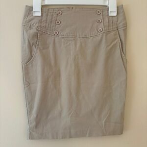 HAZE Khaki Sailor Button Pencil Skirt Stretch Pockets Women’s Size M
